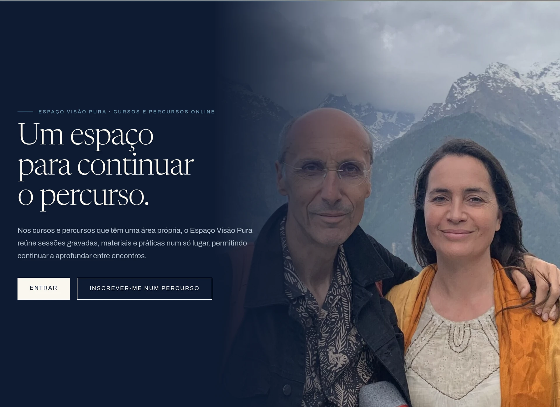 Secção «Um espaço para continuar o percurso.» da página inicial da Visão Pura, com fotografia de Paulo Borges e Daniela Velho.